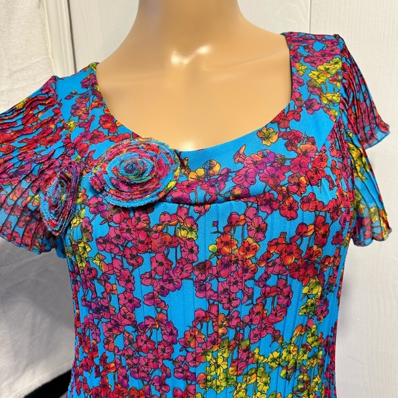 NWOT sharp blue w flowers casual, party homecoming prom wedding date night dress - Picture 4 of 7